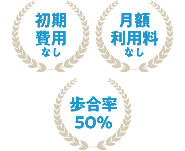 初期費用なし 月額利用料なし 歩合率50%